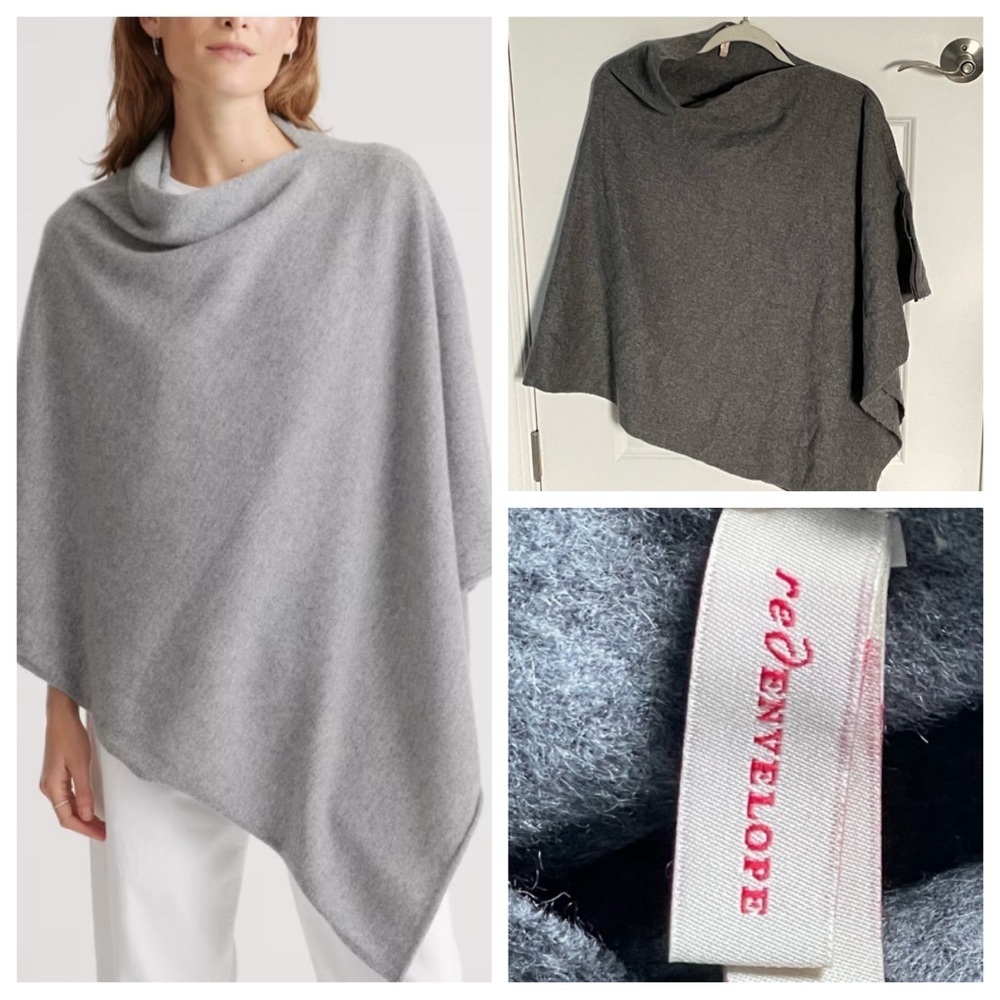 New! Red Envelope 100% cashmere Poncho dark gray nwot 47127